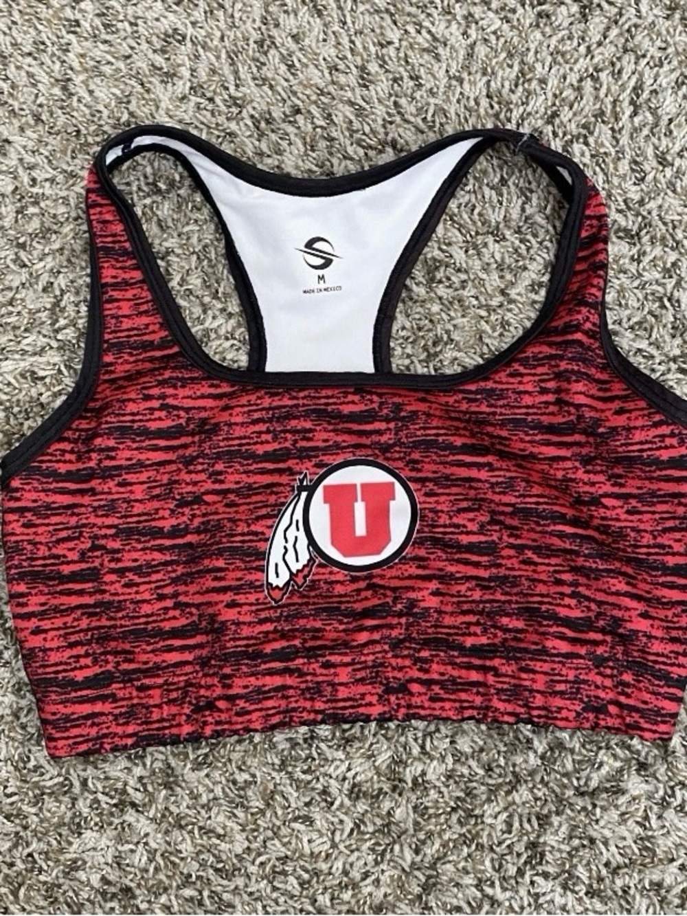 University Of Utah Sports Bra Women’s M Red Black White College Football Utes